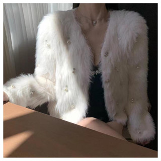  Áo len lông đính hạt sang chảnh 3 màu áo khoác len áo len nu QC thu đông mẫu mới phối đồ thời trang 