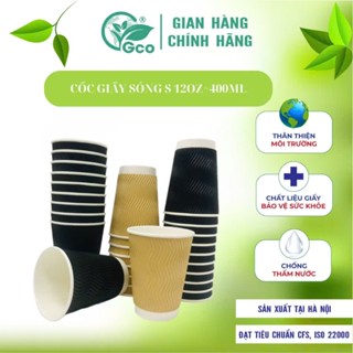 50 Cốc Giấy 2 Lớp Sóng S Gco 400ml Đủ Màu( chống bỏng tay)