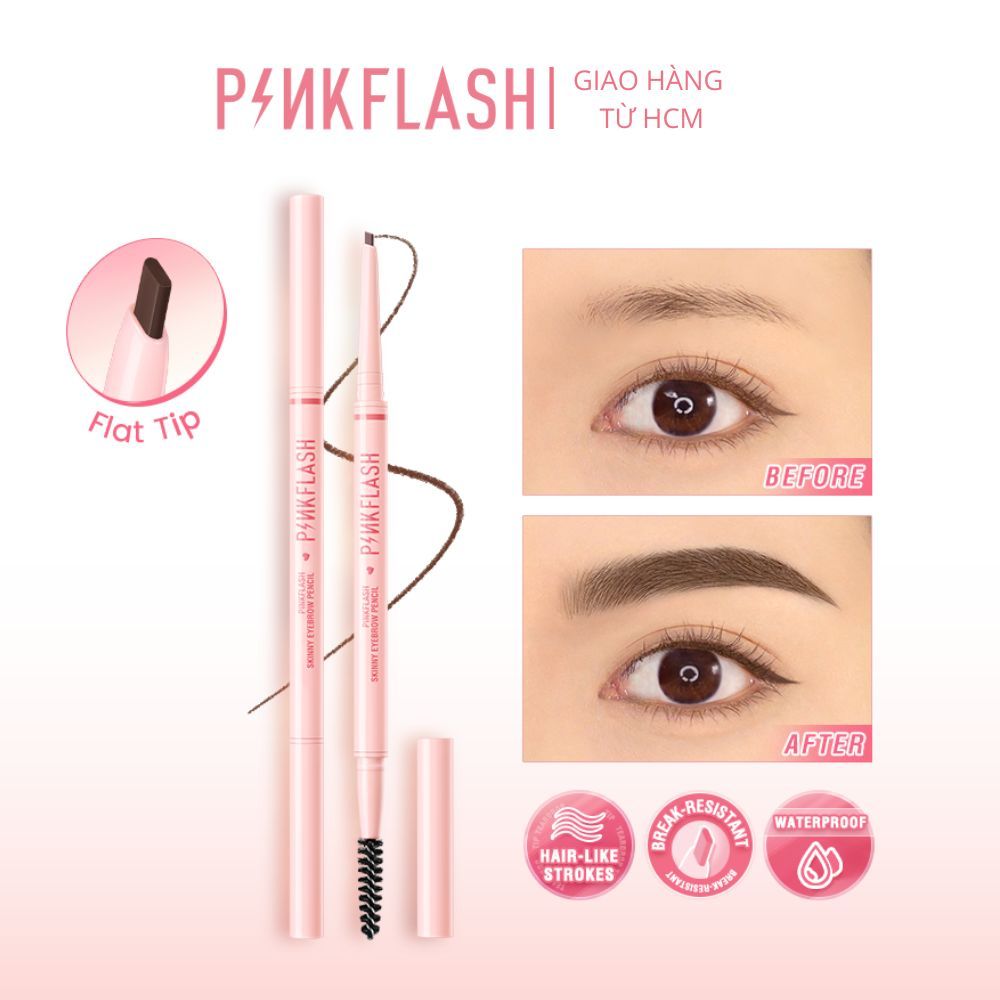 PINKFLASH #SkinnyLine Bút Kẻ Mày Đầu Rút Siêu Mịn 1mm Hai Đầu Không Vón Cục Không Thấm Nước 0.07g