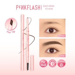 PINKFLASH #SkinnyLine Bút Kẻ Mày Đầu Rút Siêu Mịn 1mm Hai Đầu Không Vón Cục Không Thấm Nước 0.07g