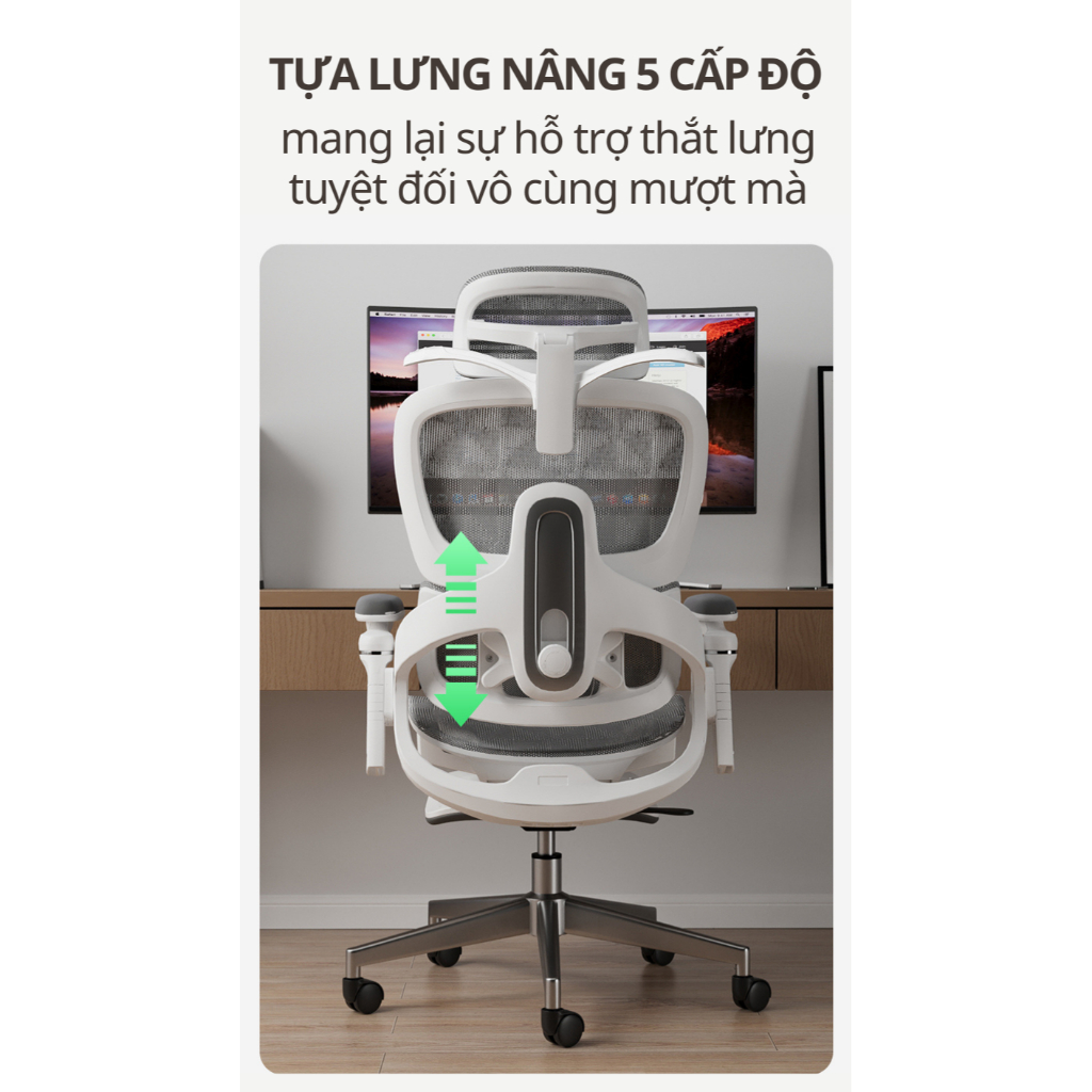 Ghế Xoay Công Thái Học CTH-19-LXR RESDANI,Tựa Lưng Thay Đổi Linh Hoạt, Thiết Kế Bảo Vệ Cột Sống Ngả Lưng 135 Độ | BigBuy360 - bigbuy360.vn