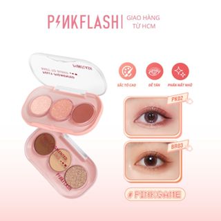 Bảng phấn mắt PINKFLASH 3 màu lấp lánh chống nước lâu trôi 3g
