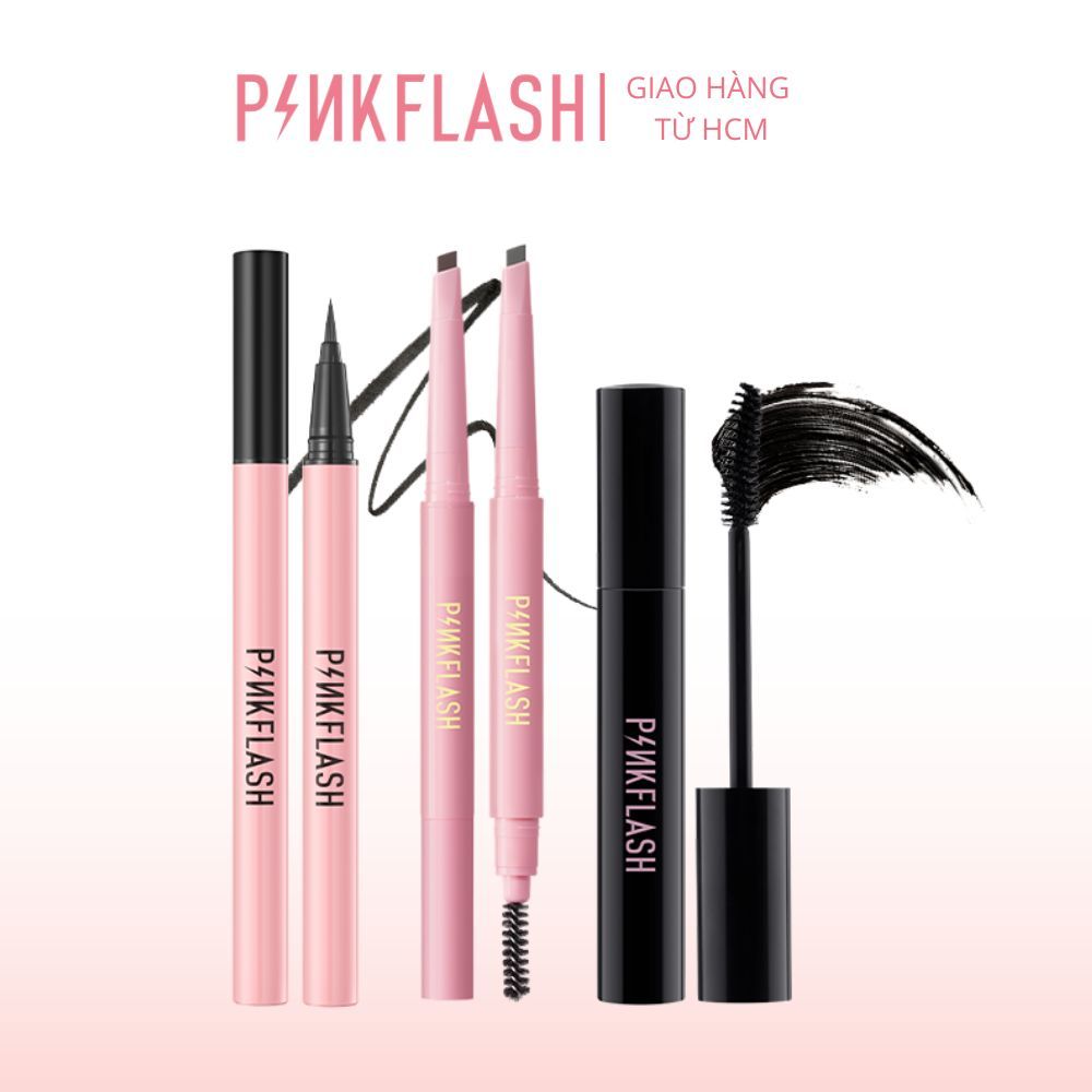 Bộ mỹ phẩm trang điểm mắt PINKFLASHcómascara/ bút kẻ mắt/ chì kẻ lông mày bền màu không thấm nước3pc
