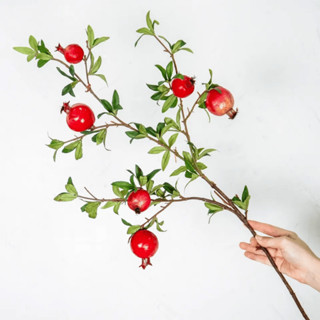 Cành lựu 9 quả cao 95cm giống thật, cây hoa giả decor siêu đẹp ngày lễ tết, năm mới