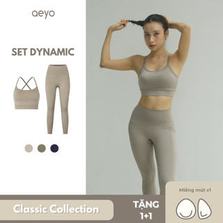 aeyo | Bộ đồ tập yoga gym nữ, áo bra bản to dây chéo, quần legging ôm sát tôn dáng, cao cấp Dynamic