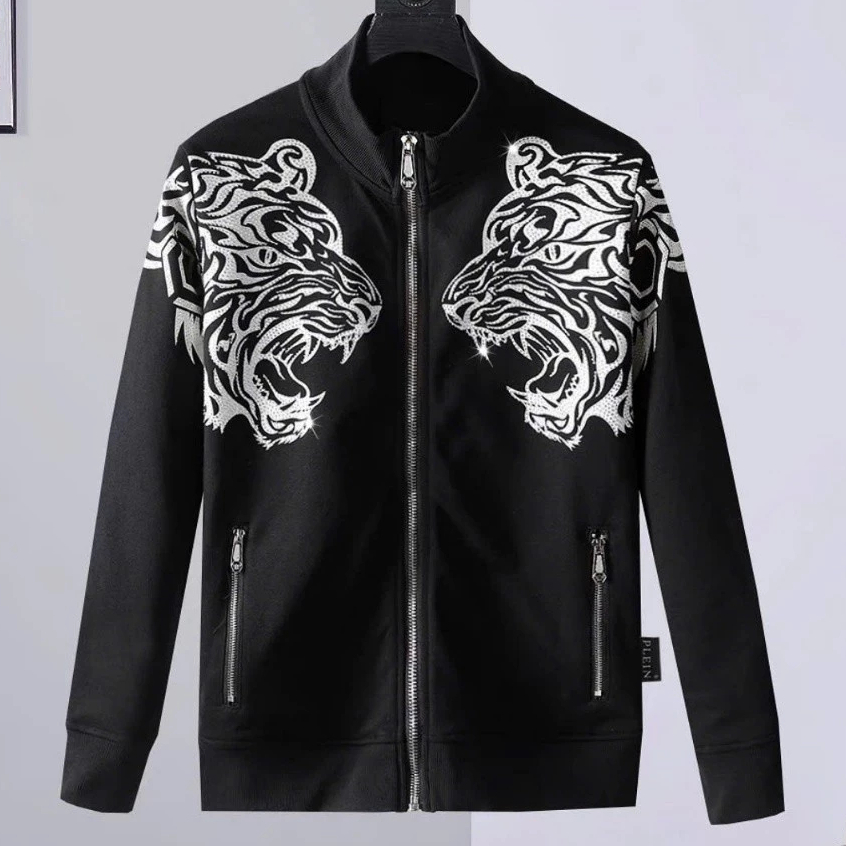 Áo khoác Nỉ philip hổ trắng đính đá thời trang cháy phố, Áo khoác Philip đính đá siêu chất cho các boy phố