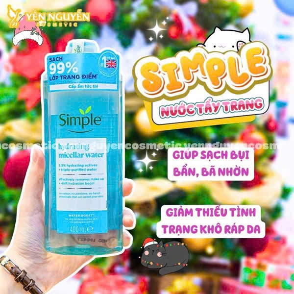 Nước Tẩy Trang Simple Water Boost Cấp Ẩm 400ml
