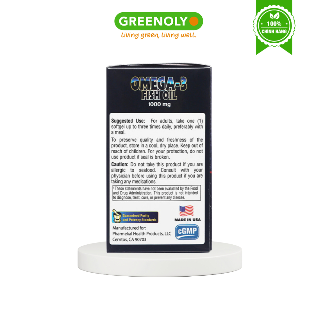 Viên uống dầu cá Pharmekal Omega-3 Fish Oil tốt cho tim mạch hộp 100 viên