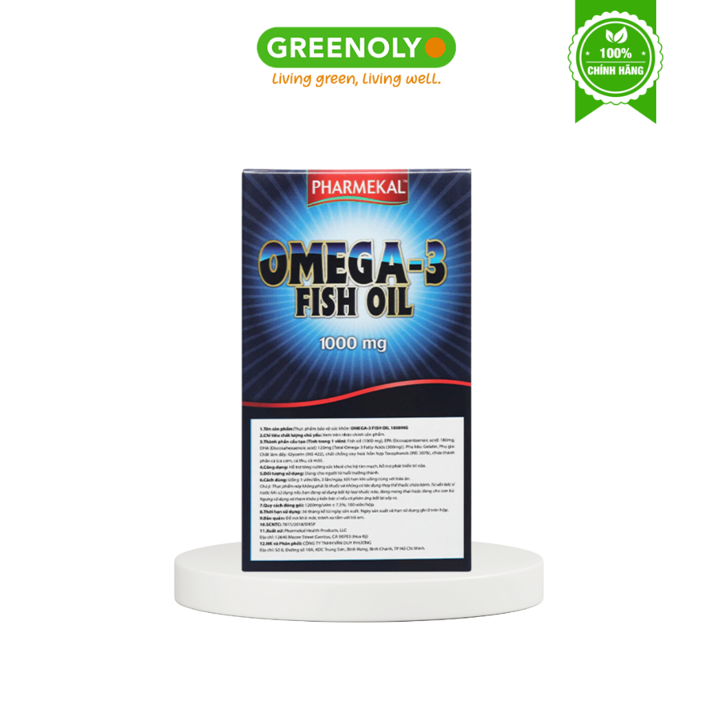Viên uống dầu cá Pharmekal Omega-3 Fish Oil tốt cho tim mạch hộp 100 viên
