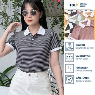 Áo Thun polo nữ TOLI sọc kẻ ngang phối cổ, form vừa ôm nhẹ, vải Cotton mềm mịn PLP-86