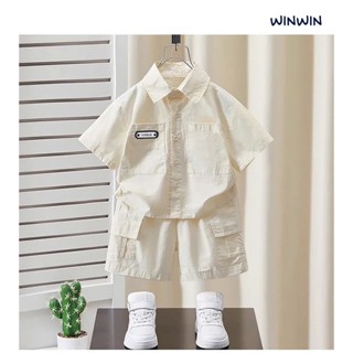 Set Sơ Mi Linen Cổ Bẻ Túi Logo Vogue Phong Cách Hàn Quốc Bé Trai Nexxi