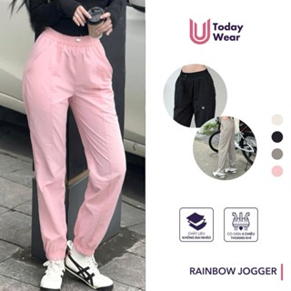 Quần tập jogger nữ gió gym yoga thể thao Rainbow Today U Wear lưng cao màu trơn