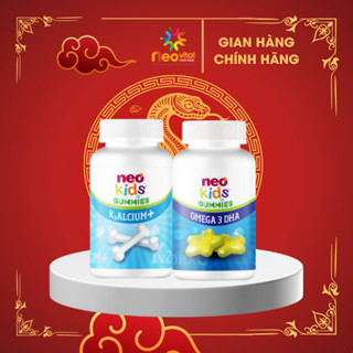 COMBO Gummies canxi vị sữa chua NeoKids Và Gummies DHA ngôi sao Neo Kids hộp 60 viên nhai