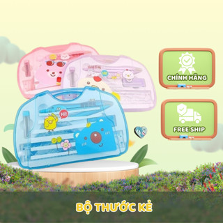 Bộ Thước Kẻ Compa Eke 7 Món 5012 Chuyên Dụng Cụ Học Tập Kèm Bút Chì, Tẩy Chì, Ruột Chì DễThương