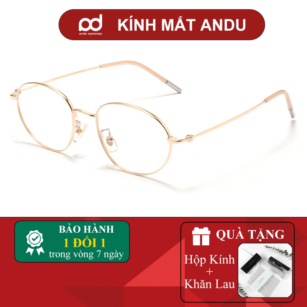 Gọng kính cận thời trang nữ ANDU dáng oval dẹp chất liệu TITANIUM phong cách Y2K - 58161