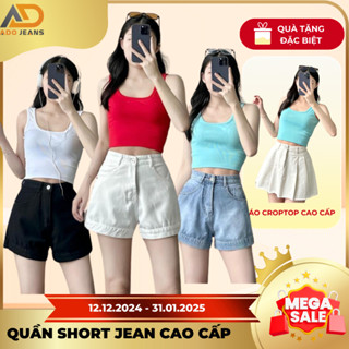 (Có bigsize tới 3XL) Quần short jean nữ from chữ A, quầ đùi nữ lưng cao lai lật cao cấp ADO JEANS (Mã X88)