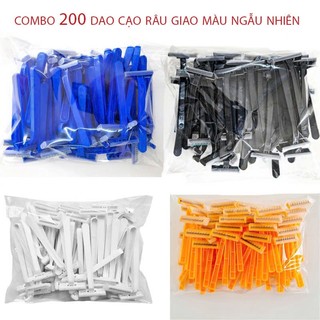 Giao Màu Ngẫu Nhiên - Bịch 200 Chiếc Dao Cạo Râu 2 Lưỡi Kép An Toàn Thiết Kế Đầu Thon Gọn