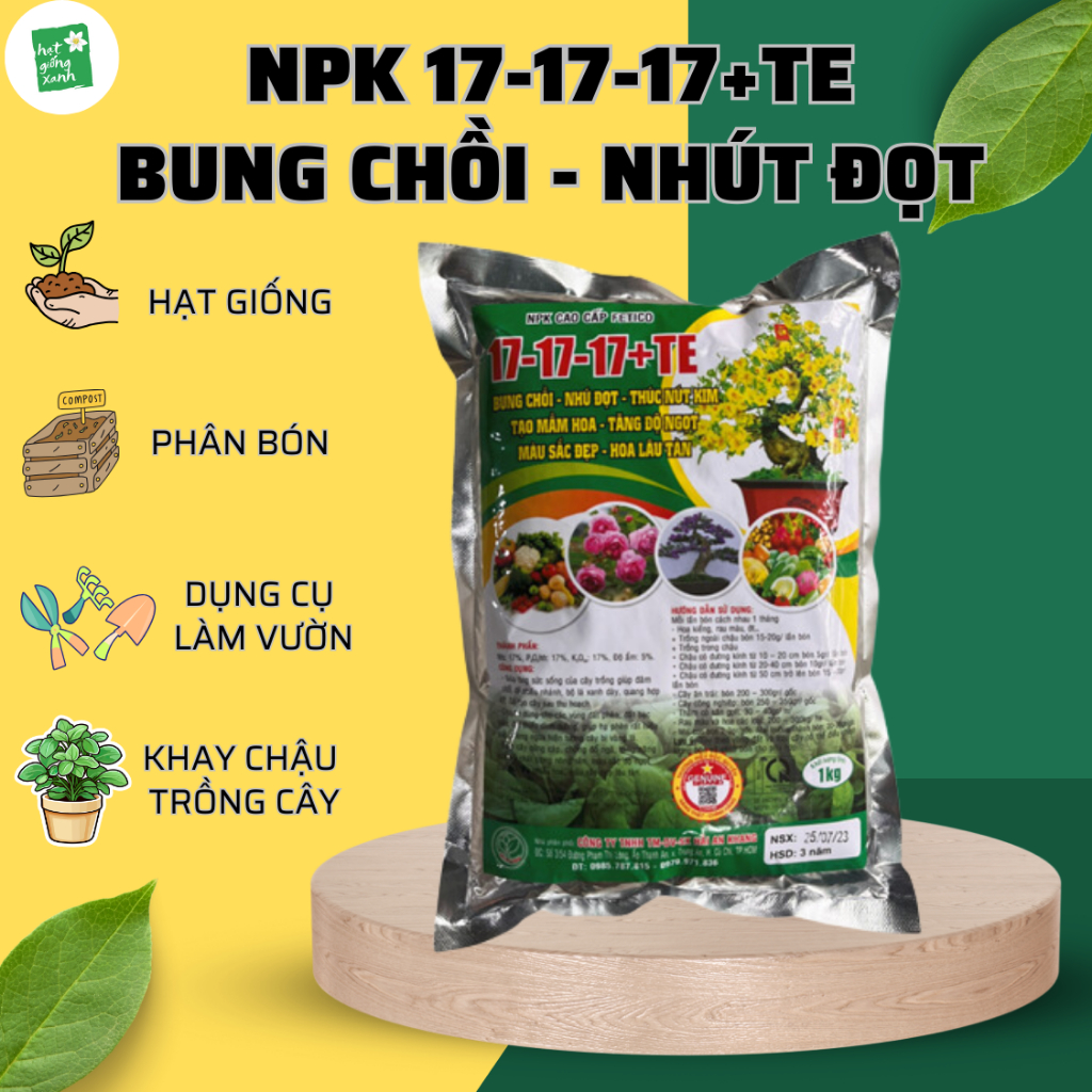 Phân Bón Npk 17-17-17 + TE (1kg)