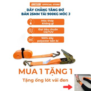 Dây Cảo Chằng Hàng Tăng Đơ Ràng Xe Máy DARAVIN Bản 25mm Tải 1 Tấn Móc J Với Chất Liệu 100% Polyester DCHDNJ9