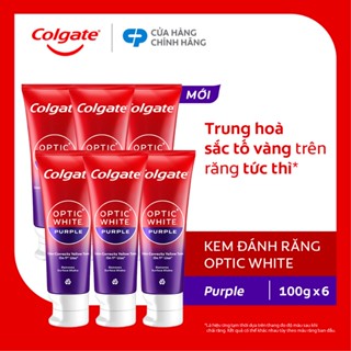 [Trung Quân x Colgate] Bộ 6 Kem Đánh Răng Colgate Optic White Purple 100g - công nghệ sắc tím, hiệu chỉnh sắc vàng