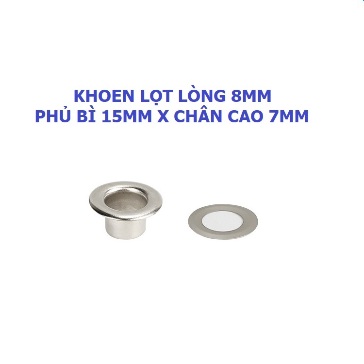 Khoen ore mắt cáo 8mm Chân cao 7mm Khoen bạt Bằng SẮT xi Bịch 100 cái Có long đền