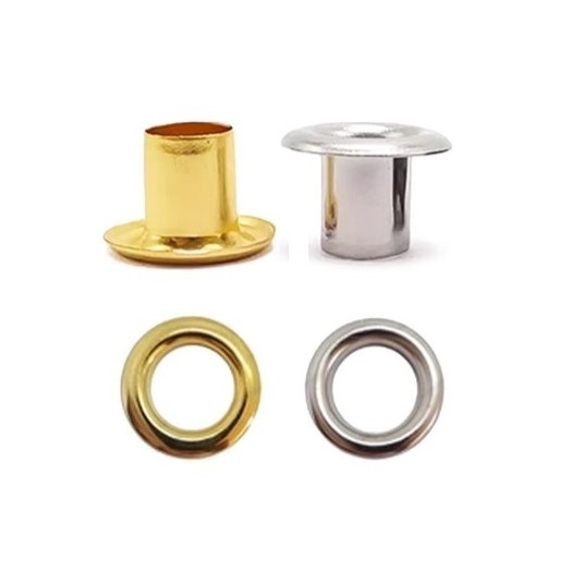 Khoen ore mắt cáo 8mm Chân cao 7mm Khoen bạt Bằng SẮT Màu bạc / Màu vàng Bịch 100 cái Có long đền