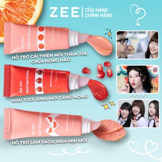 Combo Son dưỡng hồng môi & Tẩy da chết môi giúp đều màu Lựu Đỏ/ & Bưởi Hồng ZEE ZEE dạng tuýp 6g + 10g