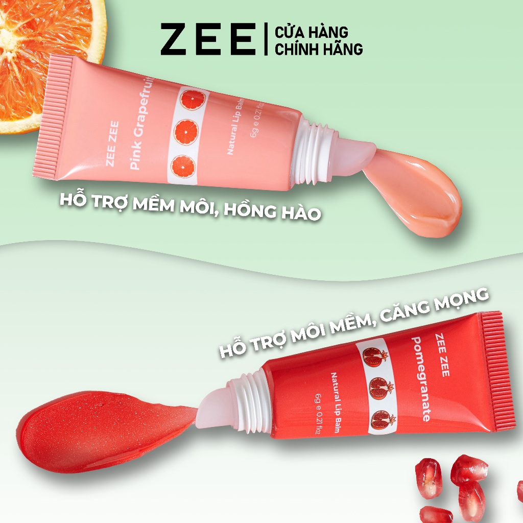  Son dưỡng hồng môi cải thiện sắc tố khô nứt Lựu Đỏ  & Bưởi Hồng ZEE ZEE dạng tuýp 6g 