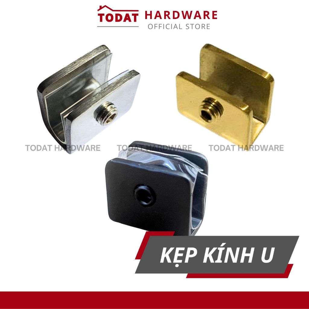 [u3F 3 MÀU] Kẹp kính chữ U cao cấp dùng cho kính cường lực 3cm INOX 304 kính 8-12mm