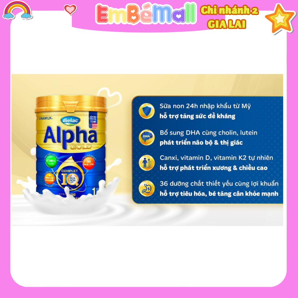 Sữa bột Vinamilk Dielac Alpha Gold số 1/2 lon 400g/800g