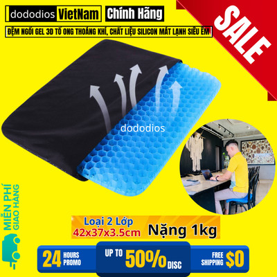 [Loại Xịn - Nặng 1kg - Tặng Vỏ] Đệm Ngồi 3d 2 Lớp Thoáng Khí Silicon Tổ Ong Lót Ghế Ngồi - Chính Hãng Dododios