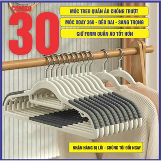   Combo30 - Hoả Tốc  Combo 30 Móc Treo Quần Áo Đa Năng Xoay 360 Độ Giữ Form Bền Đẹp 42x22x4cm  