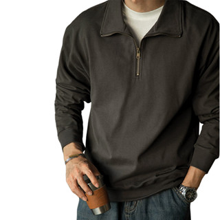 BIGSIZE 40-120Kg Áo Thun Polo Tay Dài Khóa Zip Nam Nữ Thu Đông Giữ Ấm