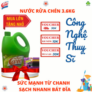 Nước rửa chén True Care can 3.6Kg hương Matcha Trà Xanh, tặng kèm nxv 20ml.