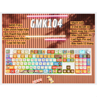 Bàn phím cơ custom từ Kit GMk104 ,GMK67, 3 chế độ kết nối ,Mạch xuôi ,Led rgb,  Full mod  Tungcustom