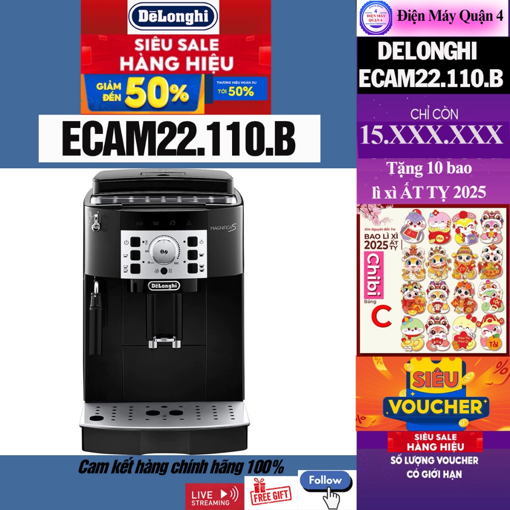 ECAM22.110.B --  Máy pha cà phê Delonghi ECAM22.110.B, Bảo hành chính hãng
