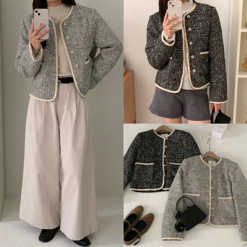 NUTCLOSET - Áo dạ tweed cài cúc 81851_A1832