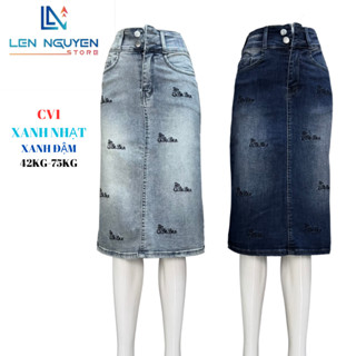 CV1_Quần jean nữ, chân váy, lưng cao, quần bò nữ dáng ôm, big size, cho 42kg - 75kg,LEN NGUYEN STORE