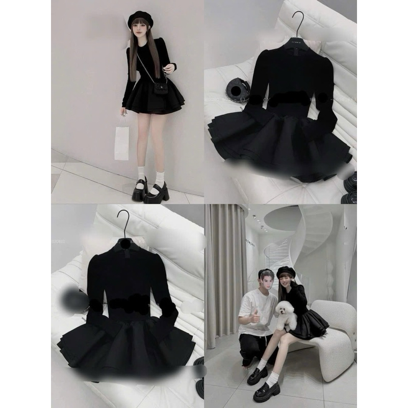 Đầm xoè tay dài 3 tầng mpb siêu hot(kèm quần )