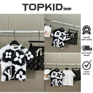  Bộ Quần Áo Bé Trai LV In Hoạ Tiết Loang - Bộ Quần Áo Cho Bé In Hoa Cực Đẹp | Topkid Shop 