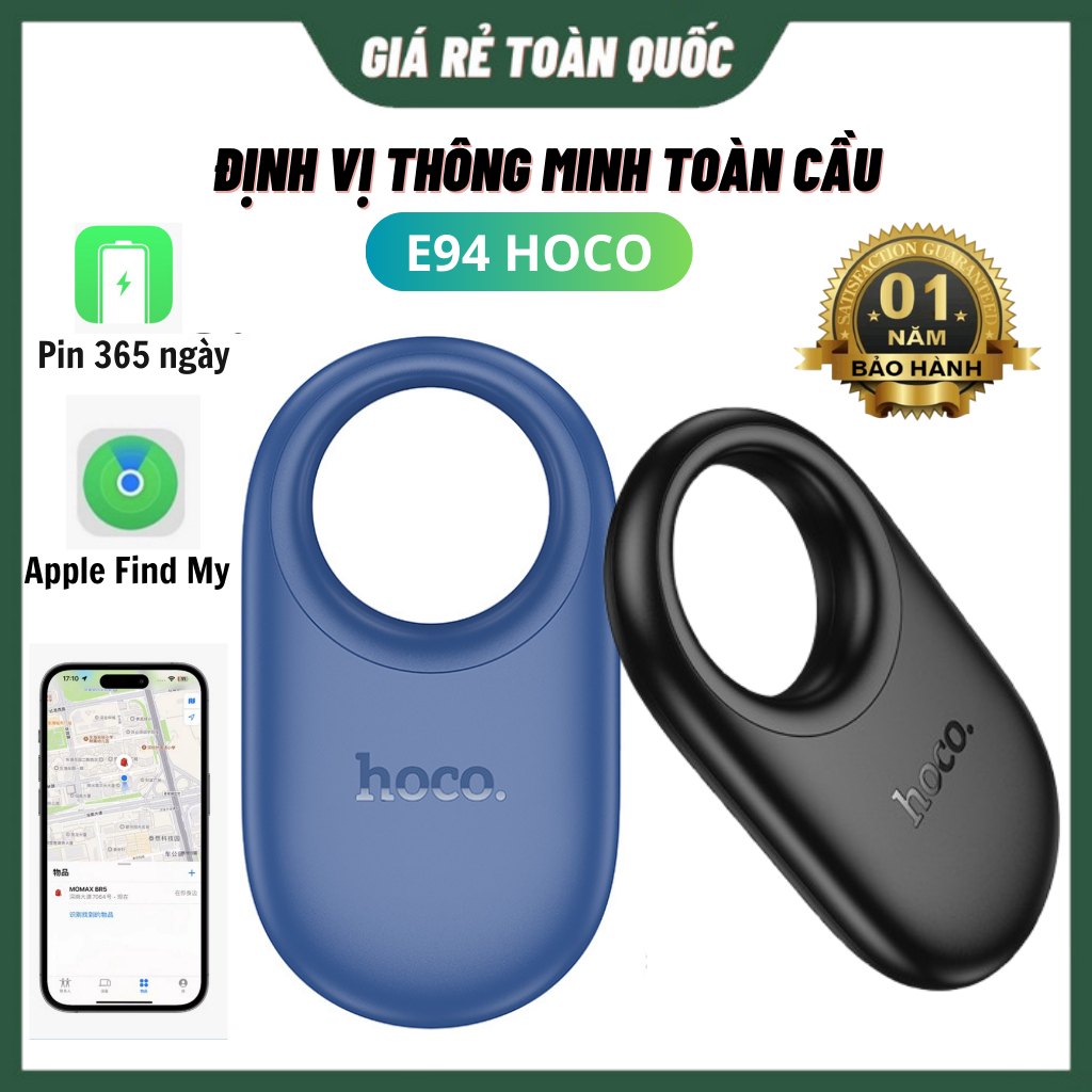 Thiết bị định vị GPS Hoco E94, định vị xe máy, xe oto, chó mèo, tặng kèm pin bảo hành 12 tháng