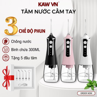 Máy Tăm Nước Cầm Tay KAW 300ml, 3 Chế Độ - 5 Đầu Tăm, Chống Nước Cao Cấp Phù Hợp Mọi Gia Đình, Dụng Cụ Vệ Sinh Răng Mệng