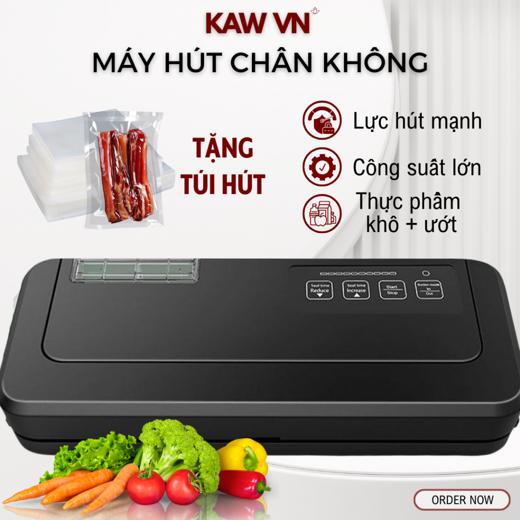 Máy Hút Chân Không KAW P290/ P280 - Không Kén Túi, Hàn Tự Động, Bảo Quản Thực Phẩm, Bảo Hành 12 Tháng