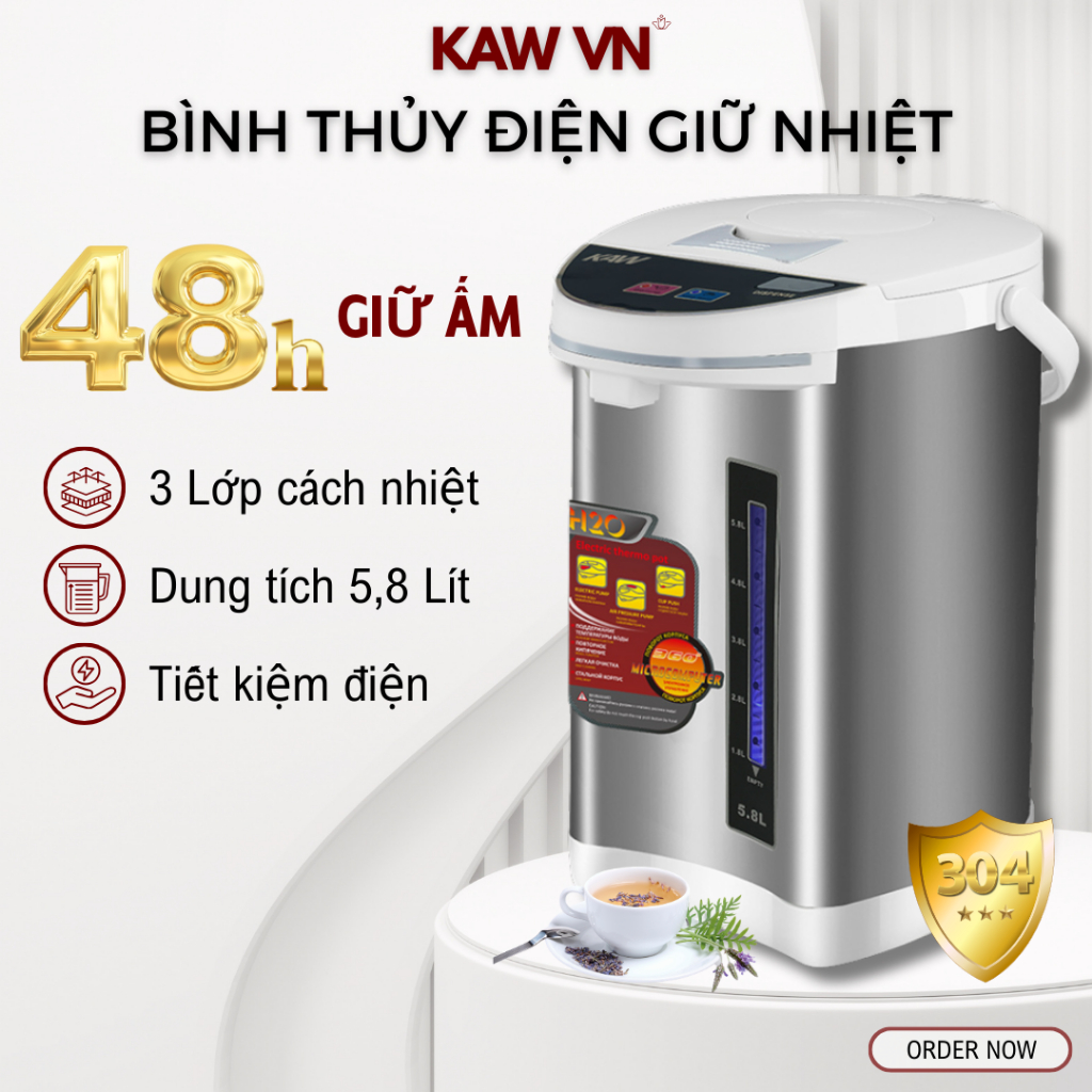 Bình Thủy Điện Dung Tích 5,8L KAW, Giữ Nhiệt Và Đun Sôi Nhanh, Phù Hợp Cho Cả Gia Đình