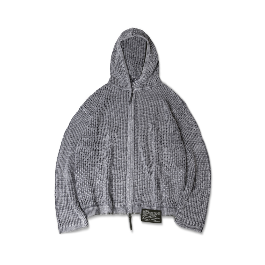  Áo hoodie "GOLDIE CROCHET KNIT WASHED" dệt len màu xám 