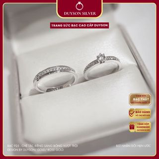 Nhẫn đôi bạc nam nữ, nhẫn cặp DUYSON SILVER bạc 925 đính đá cao cấp, sang trọng - CARESEE ND2