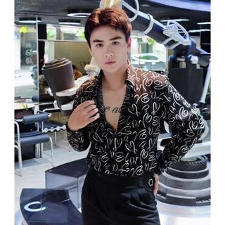  Sơ Mi Lụa Nam Hoạ Tiết Trái Tim Vải Không Nhăn Phong Cách Hàn Quốc Luxury 