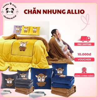 Chăn nhung ALLIO dày dặn giữ ấm mùa đông, chăn nhung lông tuyết có thể gấp gọn làm gối