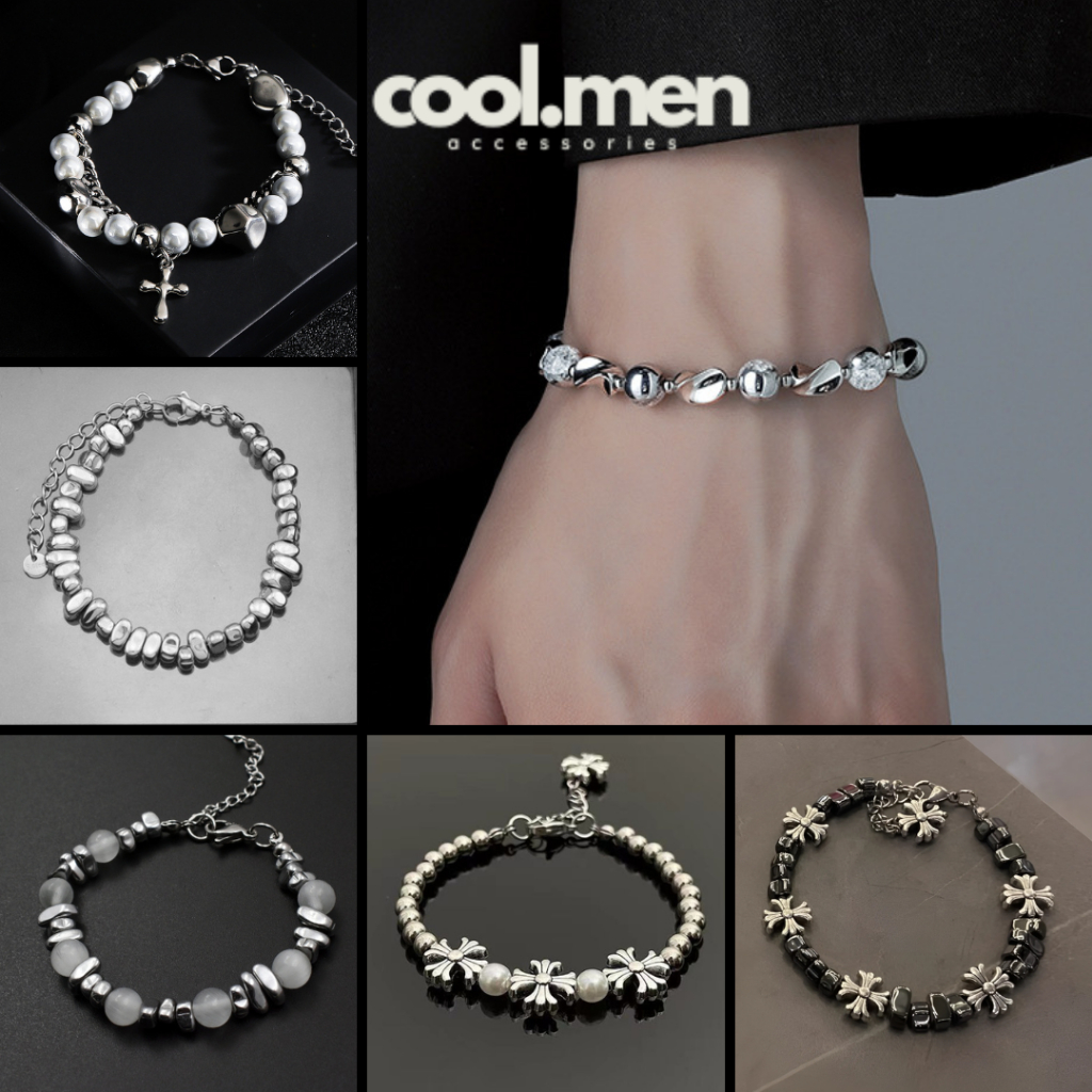 Vòng Tay Lắc Tay Nam Nữ 2 Dây Phối Ngọc Trai Nhân Tạo Bằng Thép Titan Khổng Gỉ - Phụ Kiện Trang Sức Coolmen
