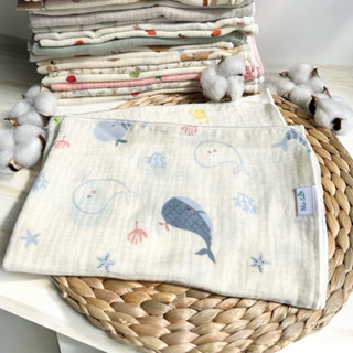  Khăn mỏng-khăn xô muslin Nhà Sâu 2-3lớp 1 mặt hoạ tiết 